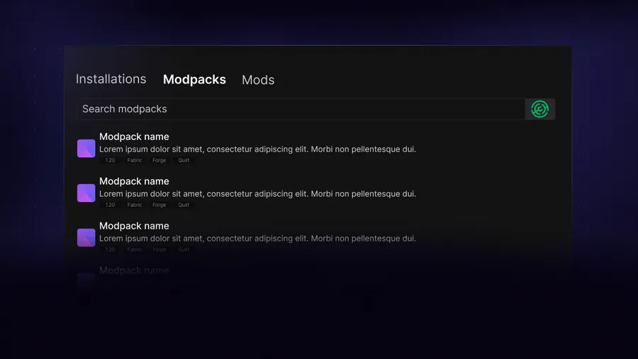 Official SKlauncher image showing Minecraft modpacks